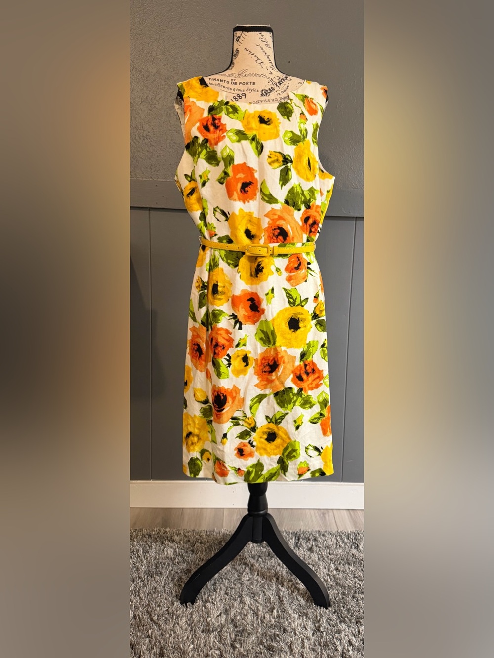 Floral Sundress in Yellow & Orange - Sleeveless Summer Dress